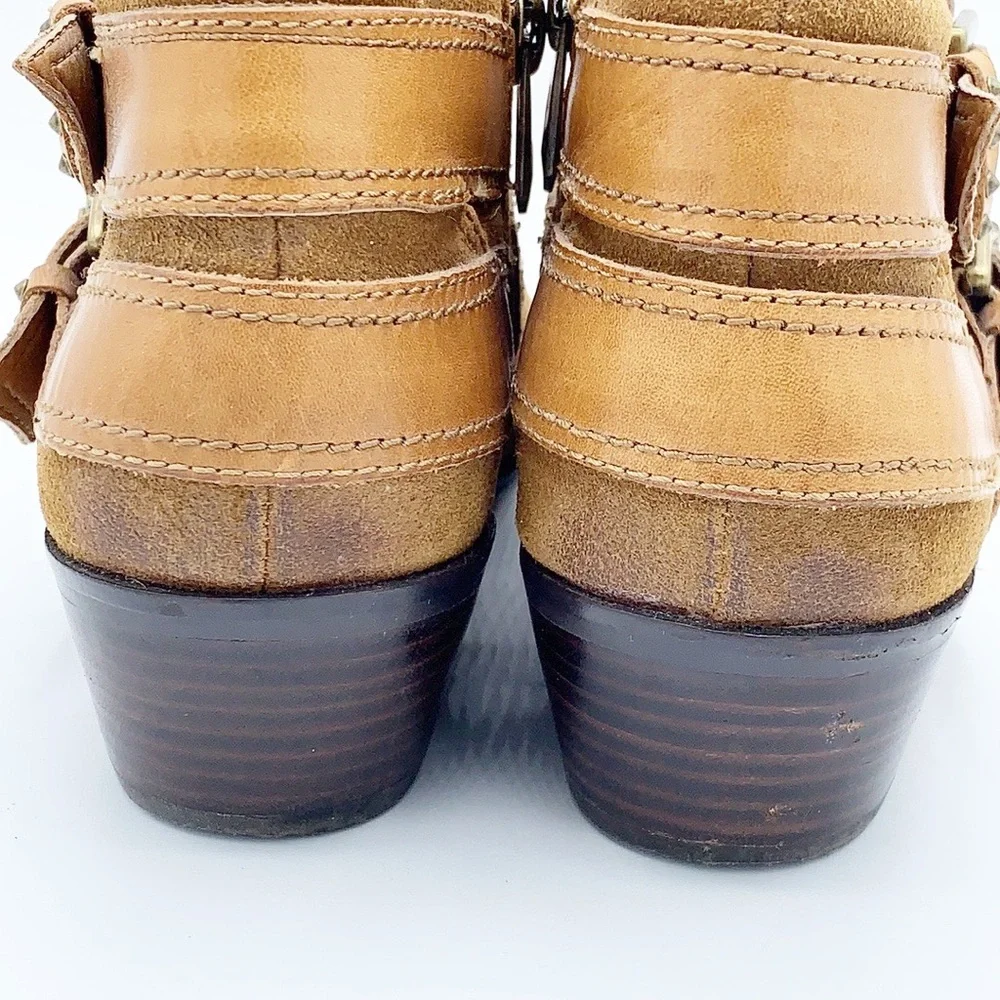 Sam Edelman Boots Womens 7M‎ Brown Suede Pippen Ankle Booties Buckle Straps